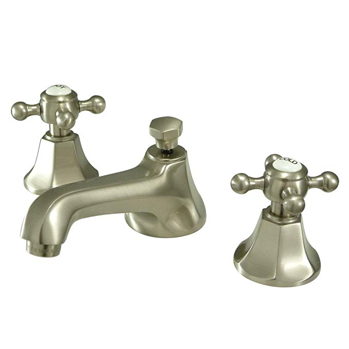 Elements of Design ES4468BX New York 2-Handle 8" to 16" Widespread Lavatory Faucet with Brass Pop-up, 5- 1/2", Satin Nickel