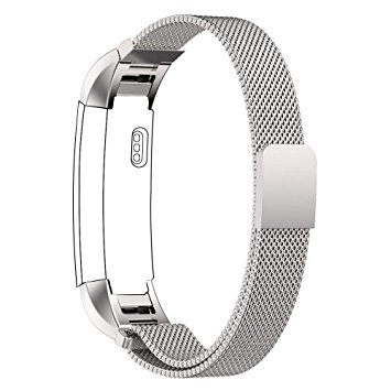 Fitbit Alta Bands, with Unique Magnet Lock, PUGO TOP? Milanese Loop Stainless Steel Bracelet Strap Band for Fitbit Alta Smart Watch No Buckle Needed