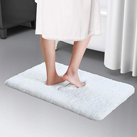 Lifewit 16"x24" Bath Mat Non-Slip Bathroom Rug Microfiber Water Absorbent, White