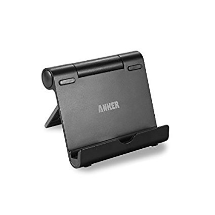 Anker Multi-Angle Portable Stand for Tablets 7-10 inch, E-readers and Smartphones, 0.4lb Lightweight Durable Aluminum Body, Compatible for iPad Air, Mini, iPhone 6 5S 5 4S, Samsung Galaxy S5 S4 S3, Google Nexus 5 6 7 9 Phones, Tablets and more (Black)