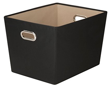 Honey-Can-Do Decorative Storage Bin with Chrome Handles, Large, Black