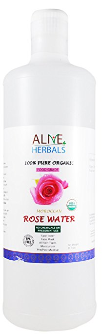 Organic Rose Water For Cooking 20 Oz Food Grade 100% Natural Moroccan Rosewater (Chemical Free) Best Complete Facial & Skin Toner, Hair Oil, Moisturizer and Cleanser