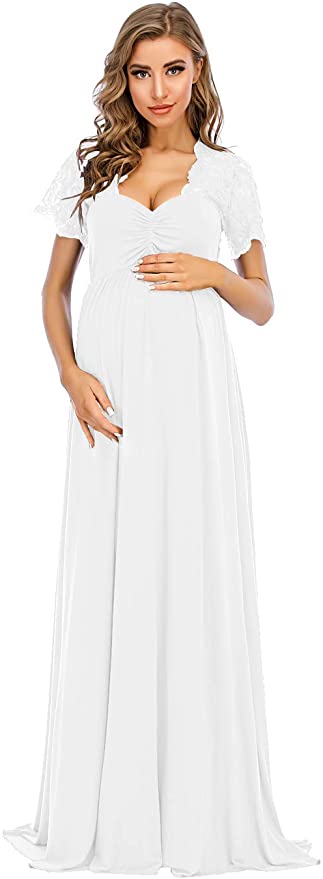 ZIUMUDY Elegant V Neck Maternity Dress for Photo Shoot Baby Shower Wedding Bridesmaid Long Dress Evening Party Dress