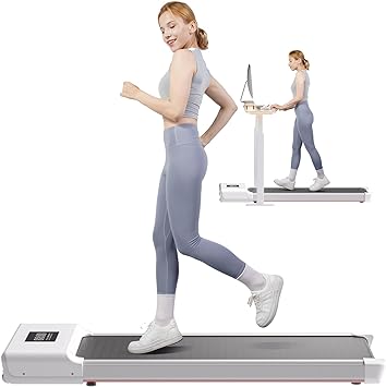 Superun Walking Pad Treadmill Under Desk,Desk Treadmill for Office Under Desk,Walking Treadmill for Home with Remote Control Led Display,300lbs Capacity,Black,White