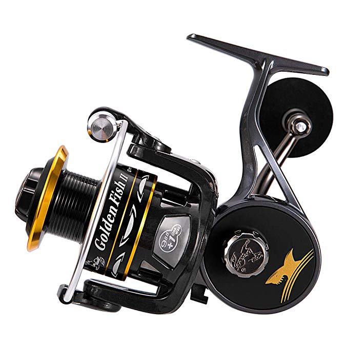 linewinder Fishing Reel, Spinning Reel with Magnesium Alloy Supporter, 9 1BB, Golden Black Unique Design, Ultralight Weight, Super Smooth for Saltwater and Freshwater GFII5000/4000/3000/2000