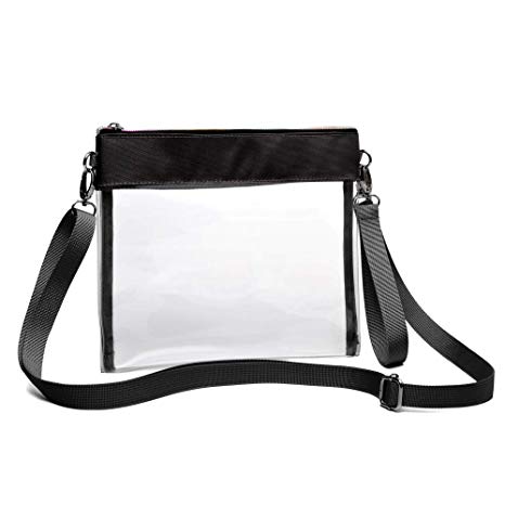 Clear Crossbody Purse NFL Stadium Approved Clear Bag with Adjustable Shoulder Strap and Wrist Strap for Work, School, Sports Games, Concerts