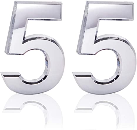 2.75 Inch Self Adhesive House Numbers- Door Address Number for Mailbox/Home/Hotel/Office/Condo/Apartment, Silver, Double 5