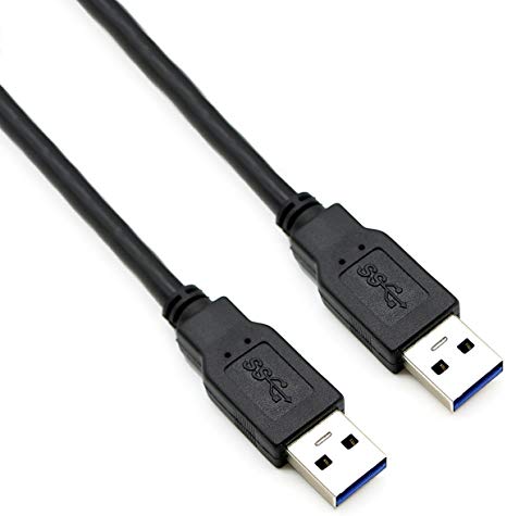 Pasow USB 3.0 Type A Male to Type A Male 24/28AWG Cable Cord (6 Feet, Black)