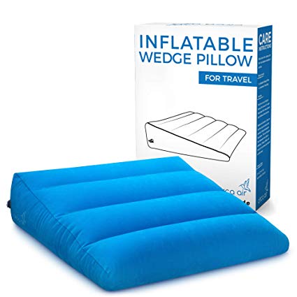 Circa Air Inflatable Wedge Pillow for Travel. Bed Wedge Easily Inflates/Deflates with Quick Valve. Portable, Lightweight and Extra Wide for Comfort.