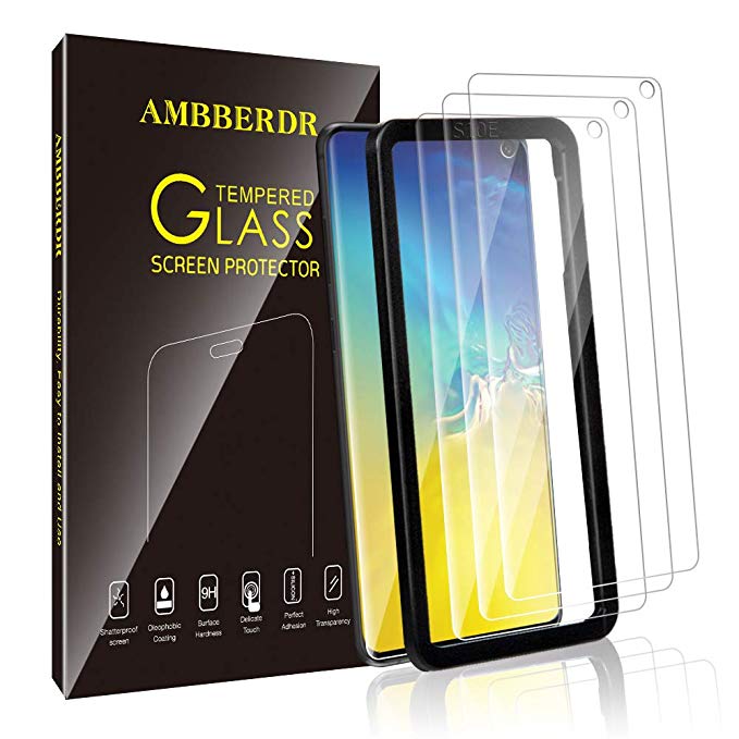 AMBBERDR [3-Pack] Screen Protector for Samsung Galaxy S10e Tempered Glass Case-Friendly Premium HD Clarity Protective Protector with Lifetime Replacement Warranty