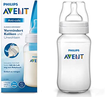 Philips Avent SCF816/17 Anti-Colic Bottle, Compatible with AirFree Valve, 330 ml, Pack of 1, Transparent