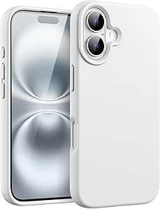 JETech Liquid Silicone Case for iPhone 16 6.1-Inch, Silky Soft Touch Full-Body Protective Phone Case, Anti-Scratch Shockproof Cover with Microfiber Lining (White)