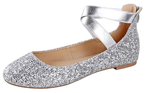 ANNA Dana-20 Women's Classic Ballerina Flats Elastic Crossing Straps