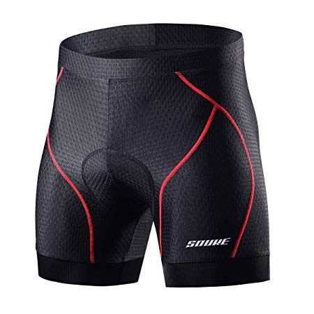 Souke Sports Men's Cycling Underwear Shorts 4D Padded Bike Bicycle MTB Liner Shorts with Anti-Slip Leg Grips