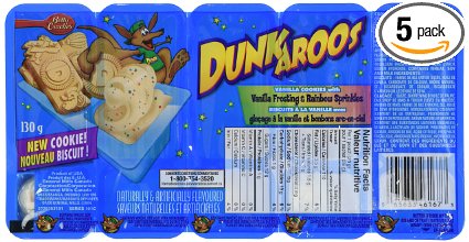 Dunkaroos | Vanilla Frosting & Rainbow Sprinkles | Imported from Canada, 130 gram,5 separate detachable packets