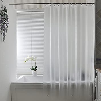 Aoohome Clear Shower Curtain Liner, 6 Guage Eva Frosted Bathroom Curtain with 5 Bottom Magnets, Semi-Transparent, 72 x 72 Inch