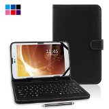 Kamor 9 9 inch PU Leather Stand Case  Micro USB Keyboard with Touch Screen Stylus Pen for 9 inch Android Tablet PC  Micro Female to Mini Male adapter Black
