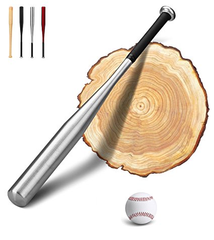 PLUSINNO 28 Inch Wooden/Aluminium Baseball Bat with Baseball