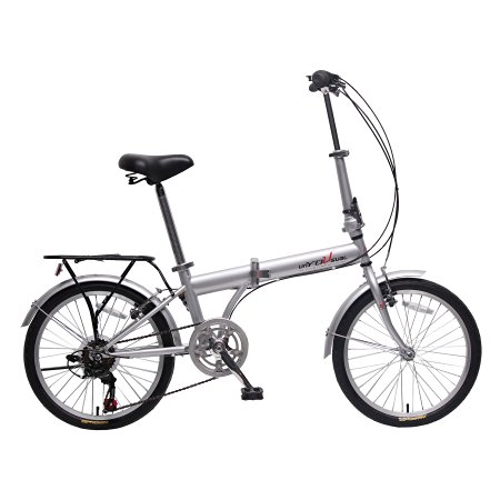 unYOUsual U transformer 20" Folding City Bike Bicycle 6 Speed Shimano Gear Steel Frame Mudguard Rear Carrier Silver