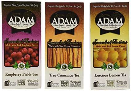 Adam Tea Variety Pack, Cinnamon/Raspberry/Lemon, 300 Count