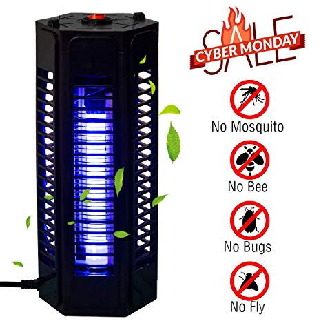 PrettyQueen Indoor Outdoor Mosquito Trap Bug Zapper Electronic Mosquito Killer Lamp Pest Bug Killer Trap Night Light UV LED Insect Fly Killer for Home Garden Camping Travel Black (Black New)