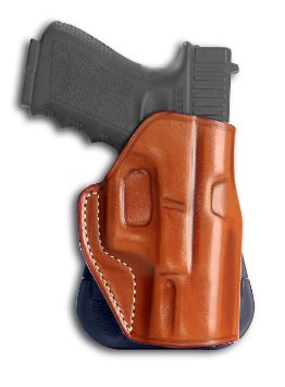 LEATHER PADDLE HOLSTER (OWB) OPEN TOP FOR GLOCK 17 19 21 29 30 34 36 37 20 38 26 41 42, RH DRAW, BROWN COLOR