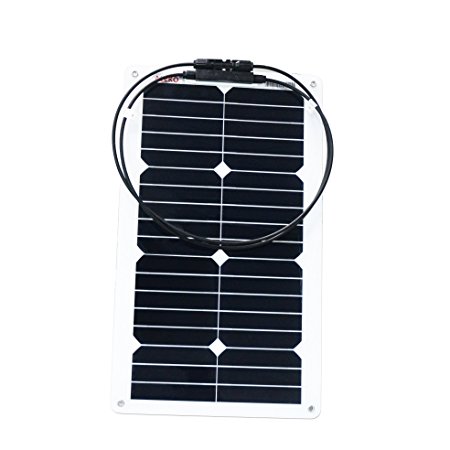 ALEKO® 20W 20-Watt Semi Flexible Solar Monocrystalline Panel 12V Solar Module Power System