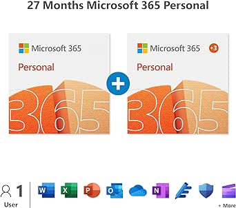 Microsoft 365 Personal | 27-Month Subscription | 1 Person | Word, Excel, PowerPoint | 1TB OneDrive Cloud Storage | PC/Mac Instant Download | Activation Required