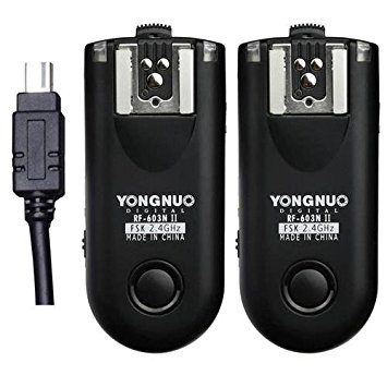 Yongnuo RF-603 II 16-Ch Wireless Flash Trigger for Nikon DC2 Connection D90/D600, D3000/D5000, D7000 Series Cameras, 2.4GHz Fre, 1/320sec Sync Speed