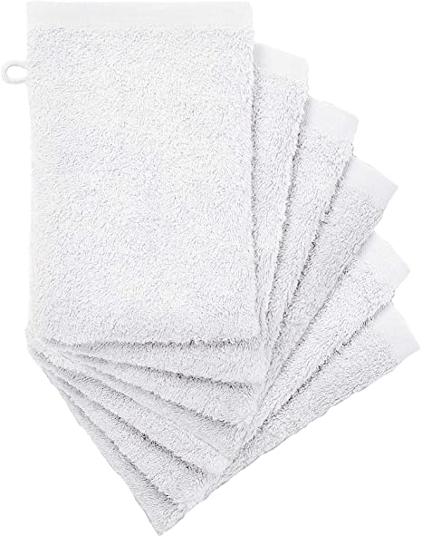 Adore Home 6 x Premium Quality Wash Mitts Absorbent Flannel Face Mitt Body Scrub, White
