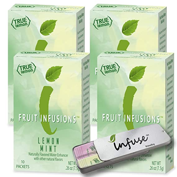 True Lemon (FRUIT INFUSIONS): LEMON MINT 4pk (10 packets in each box) | 0 Calories, 0 Sugar, Non-GMO (True Citrus) | Includes a convenient travel case.