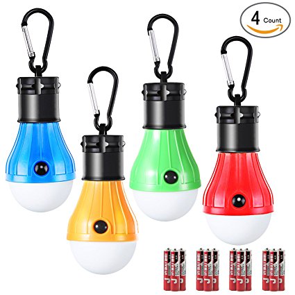 LED Tent Light Bulb with Clip Hooks, Small But Bright 150 Lumens LED Hanging Night Light for Kids, Battery Powered Gear Light Bulb for Outdoor Activities