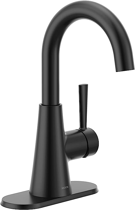 Moen 84021BL Ronan One-Handle High Arc Bathroom Faucet, Matte Black