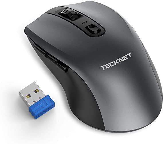 TeckNet Wireless Mouse, 2.4GHz Ergonomic Wireless Computer Mouse 4800 DPI with USB Nano Receiver for Laptop, iPad, MacBook,for Windows 8.0/ MacOS 10.10/ iPad iOS 13/ Android 4.3 or Above