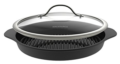 SolSource Ceramic 12.5” Cast Aluminum Grill Pan with Lid