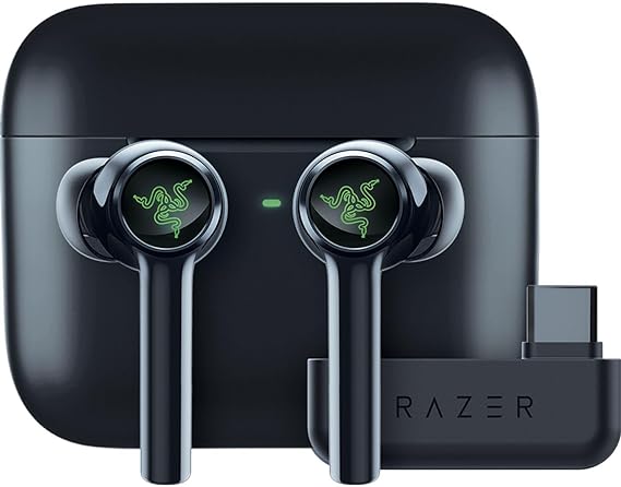 New Razer Hammerhead Pro HyperSpeed Wireless Gaming Earbuds for PC, Playstation, Switch, Mobile: Adjustable ANC - Fast Wireless Charging Case - 30 Hr Battery - Bluetooth 5.3 - Chroma RGB - Black