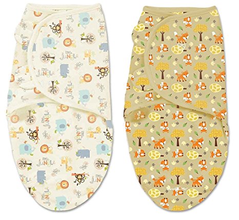 Summer Infant SwaddleMe Adjustable Infant Wrap 2 Count, Jungle Fox, Small