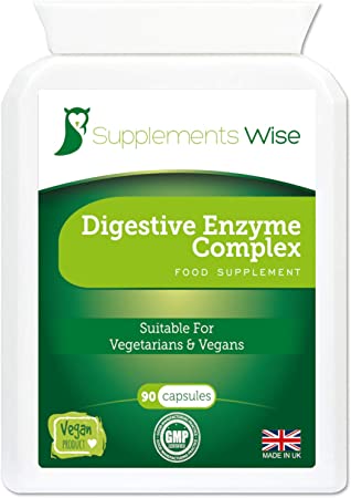 Digestive Enzyme Capsules x 90 - Powerful Digestion Supplement for a Healthy Gut - Relief from Acid Reflux - Vegan Complex with Betaine HCL, Bromelaine, Papaine, Protease, Amylase, Lipase and More