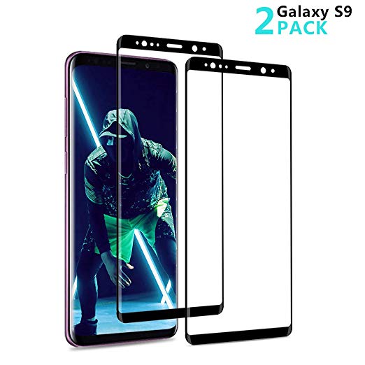 Samsung Galaxy S9 Tempered Glass Screen Protector, AAJO Tempered Glass/Full Coverage/Scratch Resistant/HD Clear 3D/Anti-Bubble Screen Film Tempered Glass for Samsung Galaxy S9(2 Pack)