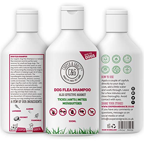 Flea Shampoo For Dogs - Sensitive Itchy Skin Dog and Puppy Grooming - Medicated Fleas Treatment 500ml