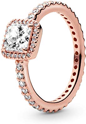 Pandora Jewelry - Square Sparkle Halo Ring for Women in Pandora Rose with Clear Cubic Zirconia