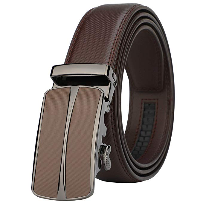 Dante Men's Leather Ratchet Dress Belt with Automatic Buckle