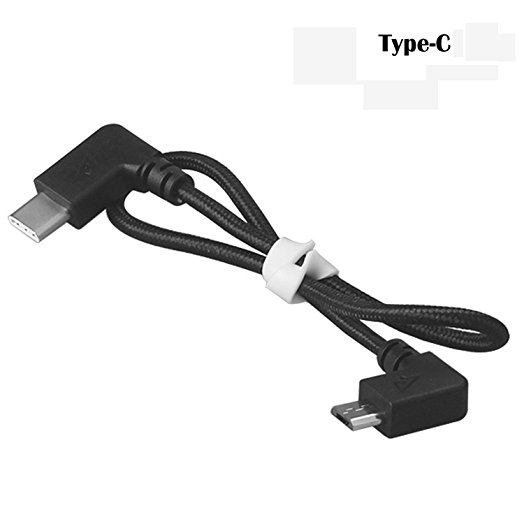 Kismaple USB Type-C Cable, Nylon Braided Type C (USB-C) Android Cellphone / Tablets USB Data Cable for DJI Spark / Mavic Pro Drone Remote Controller(Black)