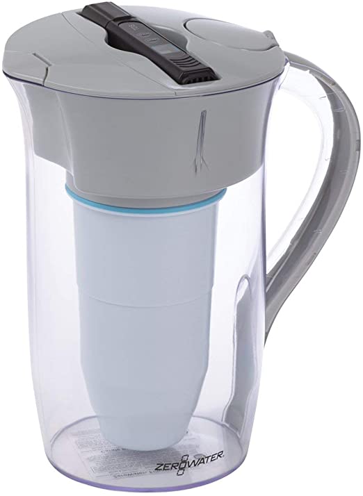 ZeroWater ZR-0810G-N 8 Cup Round Water Filter Pitcher, clear