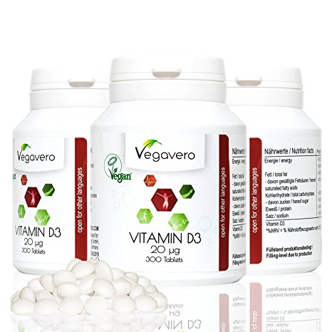 Vegan Vitamin D3 | 300, 10 Month Supply | 800 IU of Vitamin D3 per Tablet | Bone Strength and Immune System Support | Extracted from Fungi | 100% VEGAN by Vegavero