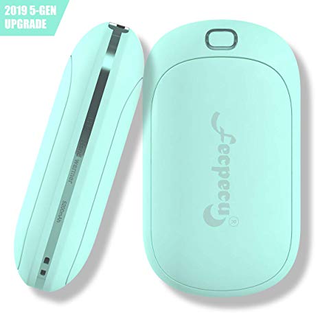 FecPecu Rechargeable Hand Warmers – 5200mAh Upgraded 5-Gen Portable Bigger Electric Hand Warmer and Power Bank, Double Sides Quick Heating, Great for Outdoor Sports, Winter Gifts for Women and Men