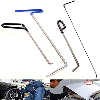 JMgist PDR Rods Tools Hail Repair Kit Paintless Dent Removal Puller Sets Car Door Dings Repair Hand Tools (4 Pieces)
