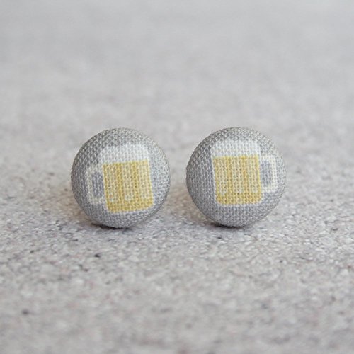 Beer Fabric Button Earrings