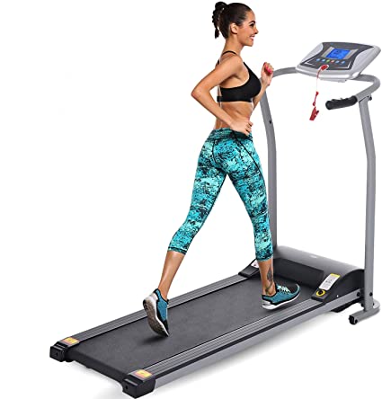 Electric Folding Treadmill, Compact Exercise Treadmills for Home Office Gym Small Spaces, Running Machine for Running and Walking w/LCD Display, Electric Motorized Running Machine