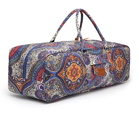 Elenture Canvas Yoga Mat Tote Bag with Storage Pockets,Fits Most Size Yoga Mats